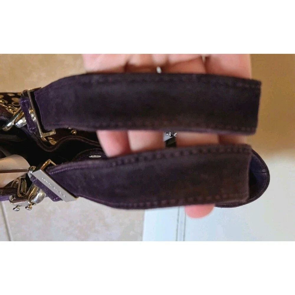 Vintage Jimmy Choo Purple Suede Studded Saba Hobo Shoulder Bag Handbag Y2K